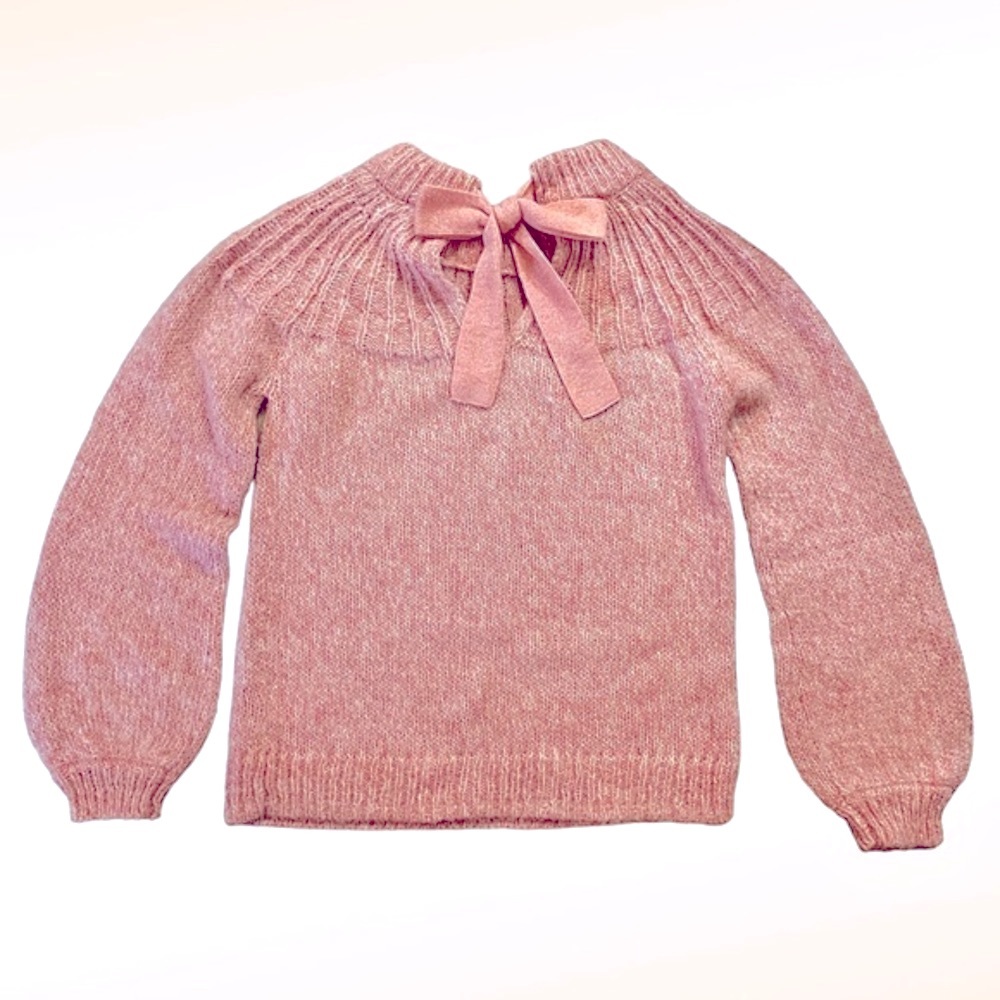 LC Lauren Conrad Pink Bow-Back Crewneck Sweater